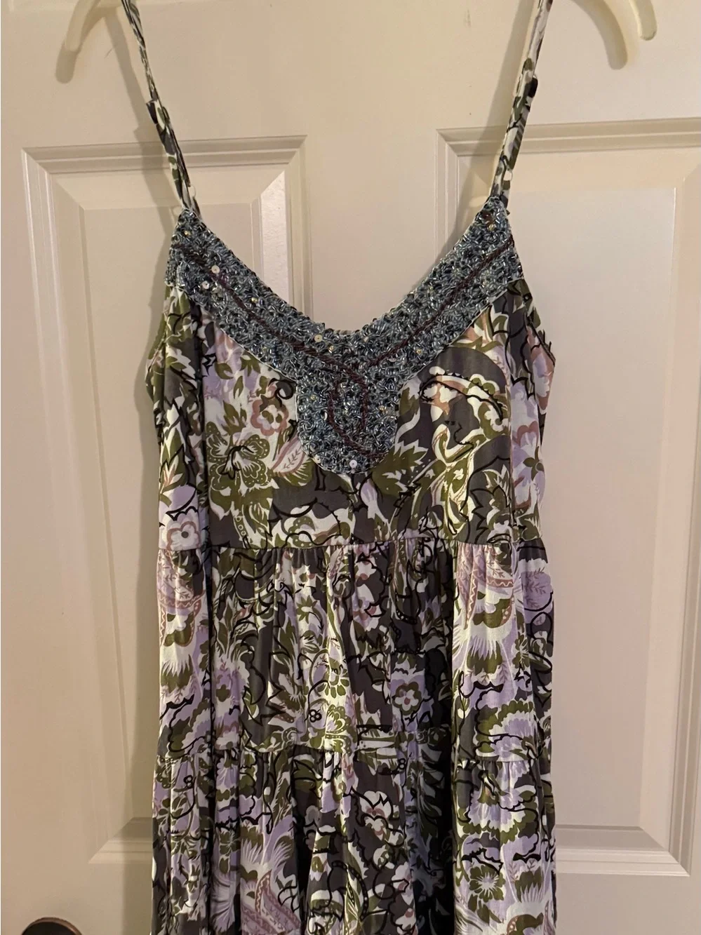 Free People Beaded V-Neck Maxi Dress in Olive, Lavender, and Black